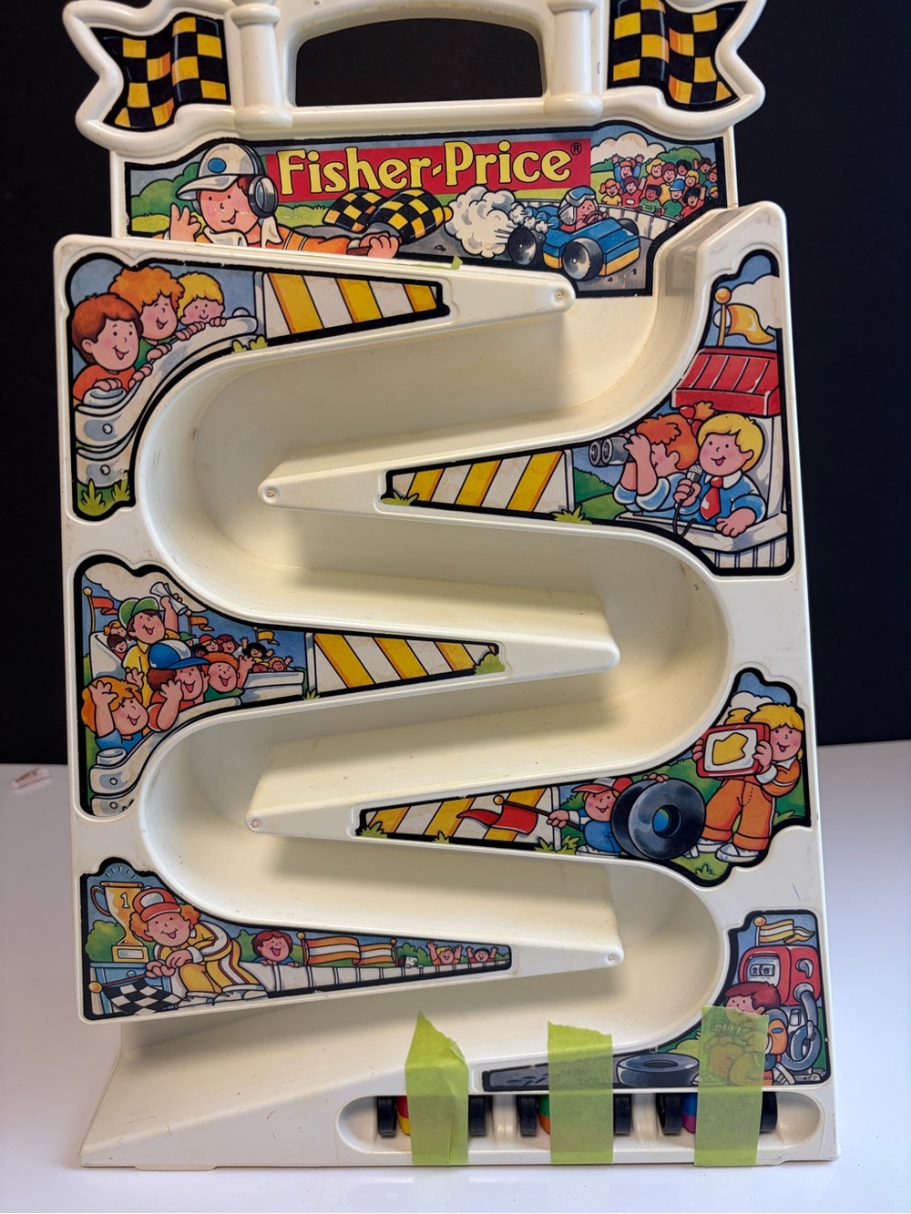 Fisher-Price White Racing Ball Run Carry Toy with Colorful Decals